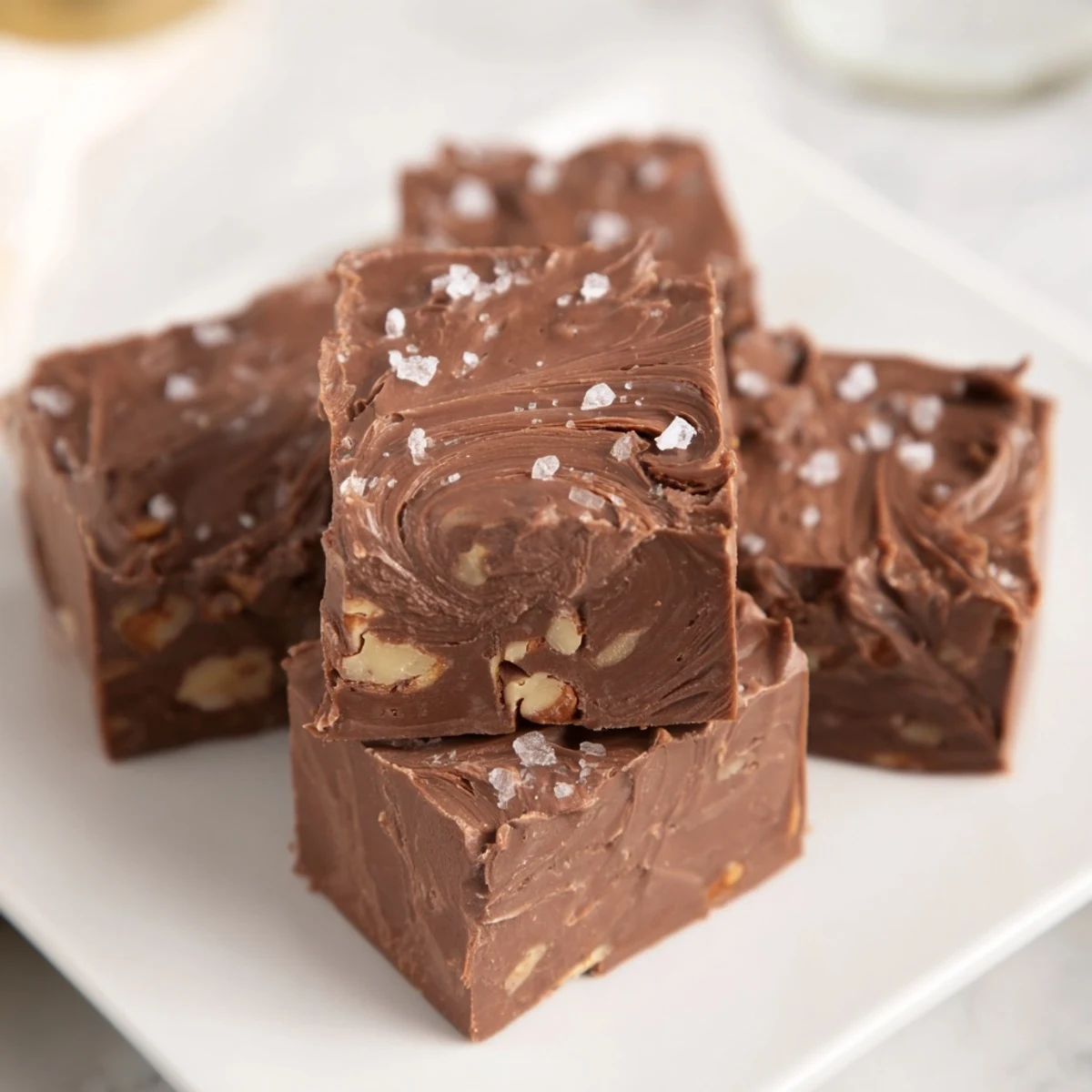 A close-up of Easy Chocolate Fudge, showing the rich texture, perfect for any sweet craving.