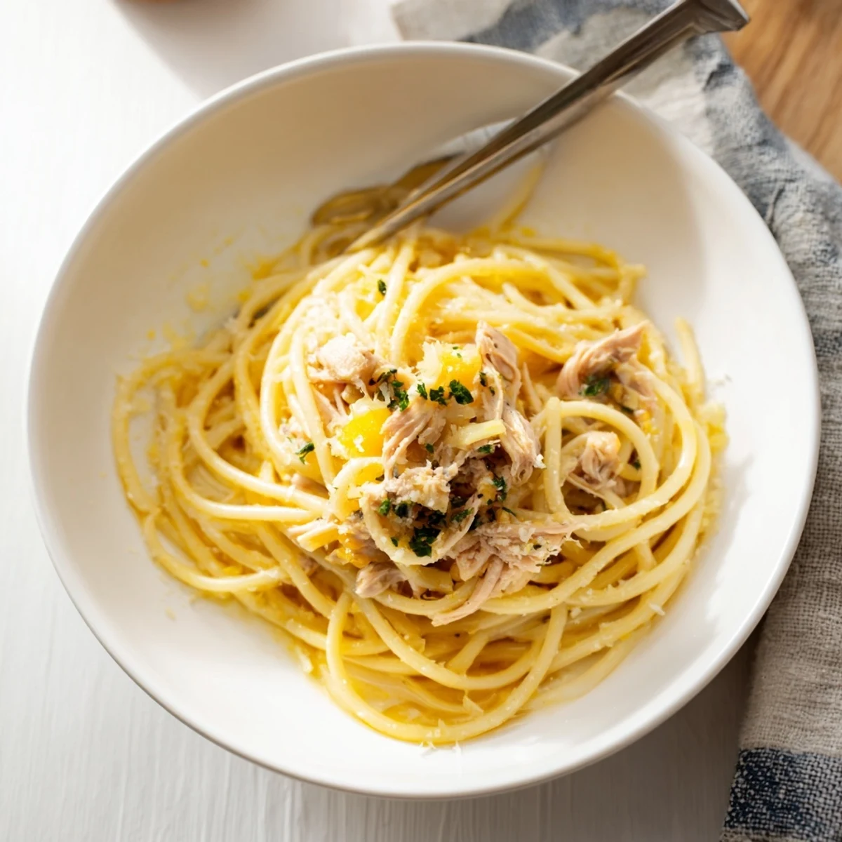 Golden garlic butter coats the bucatini pasta in this easy Simple Garlic Butter Bucatini recipe.