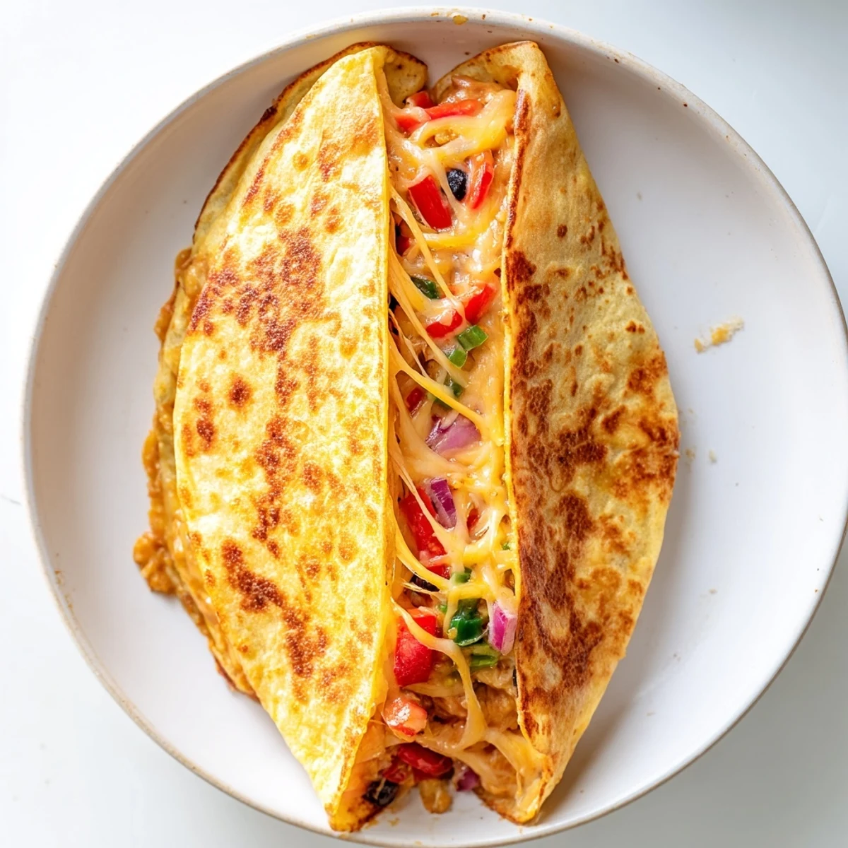 A sizzling pan of Black Bean Quesadilla with melted cheese, perfect for a quick and easy vegetarian meal.