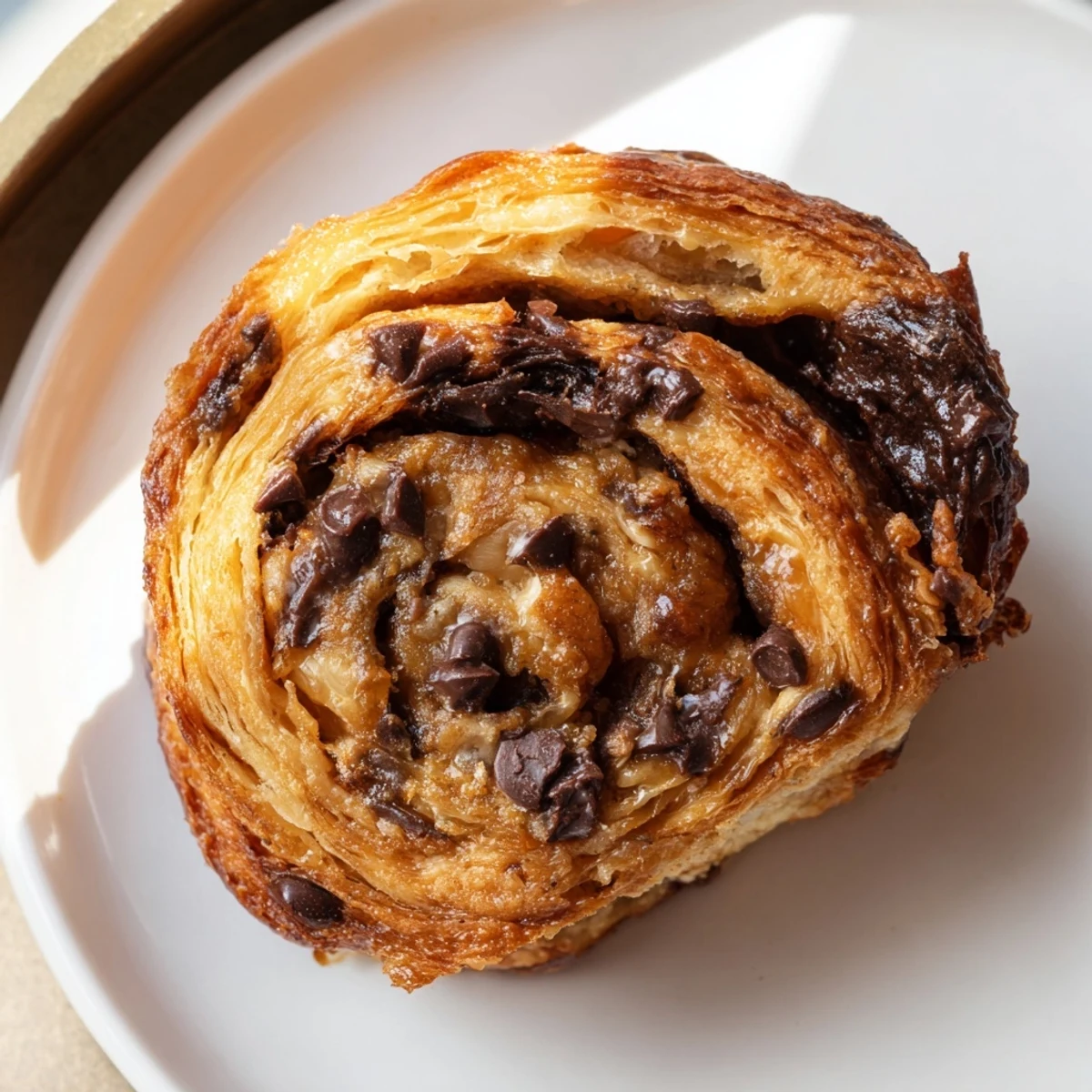 Delicious crookies are stacked, showing off a delightful, layered pastry perfect with a morning coffee.