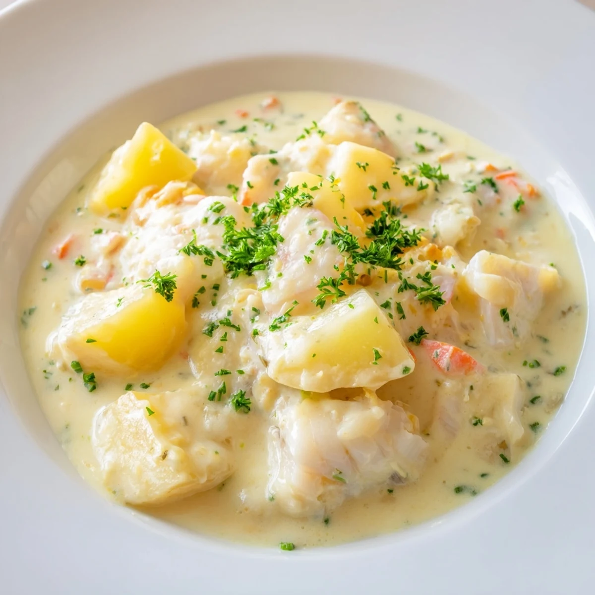 Enjoy a steaming bowl of comforting Icelandic Fish Stew, perfect for a chilly evening meal.
