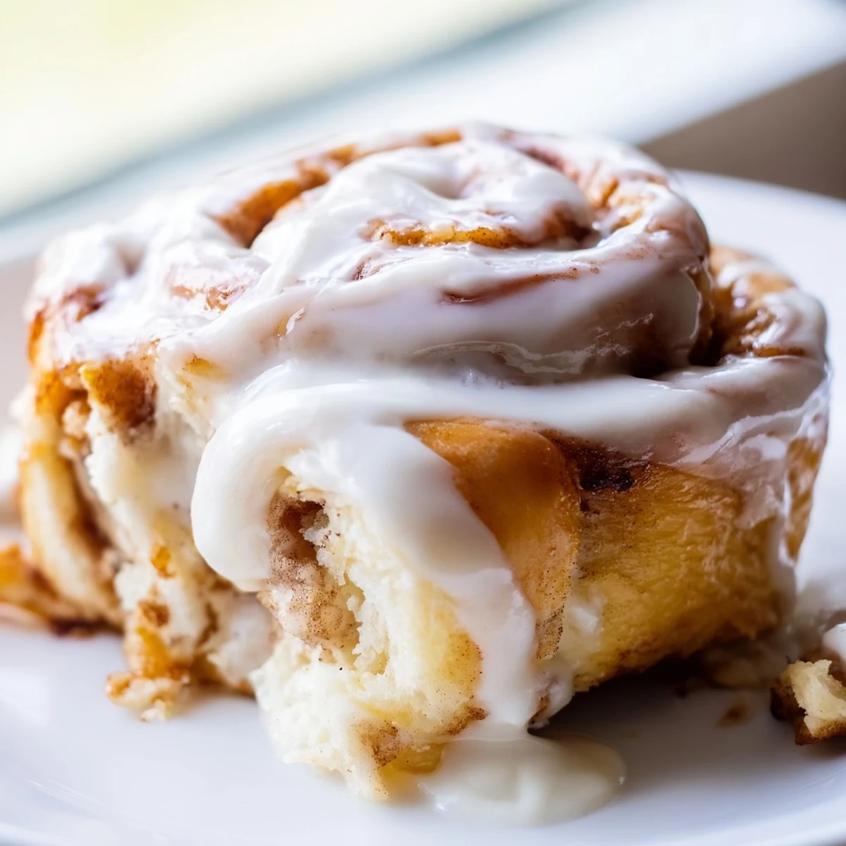 Freshly baked Pillow Soft Cinnamon Rolls sit on a rustic wooden board beside a steaming mug of coffee.
