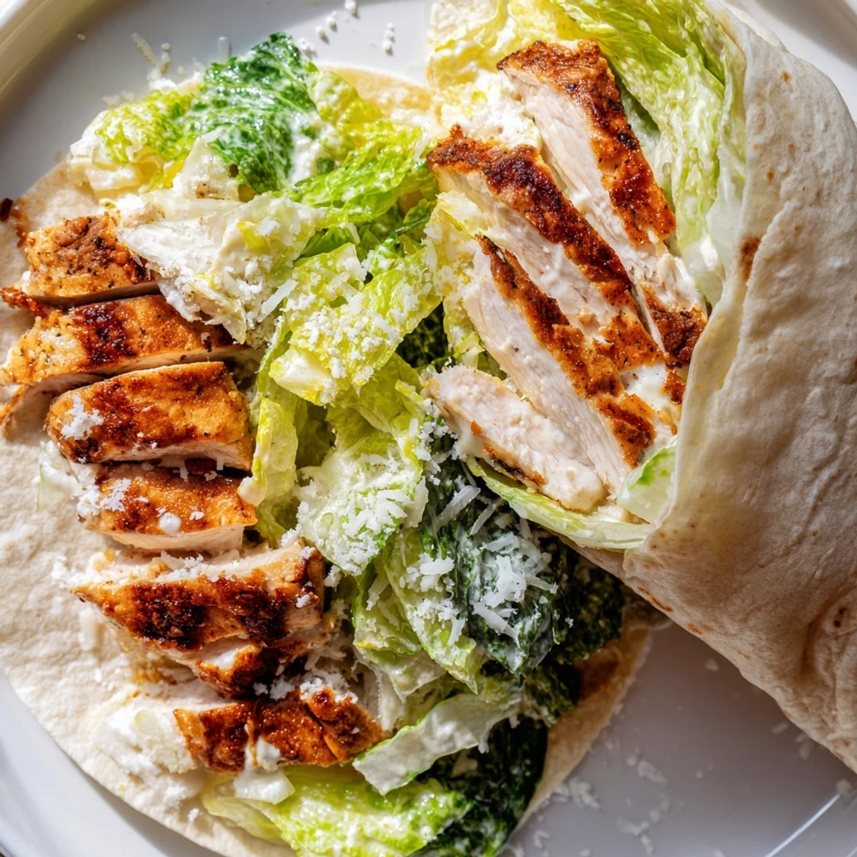 Handheld and hearty, the Caesar Chicken Salad Wrap features seasoned grilled chicken, vibrant greens, and parmesan, perfectly bundled for a quick, easy lunch or dinner.
