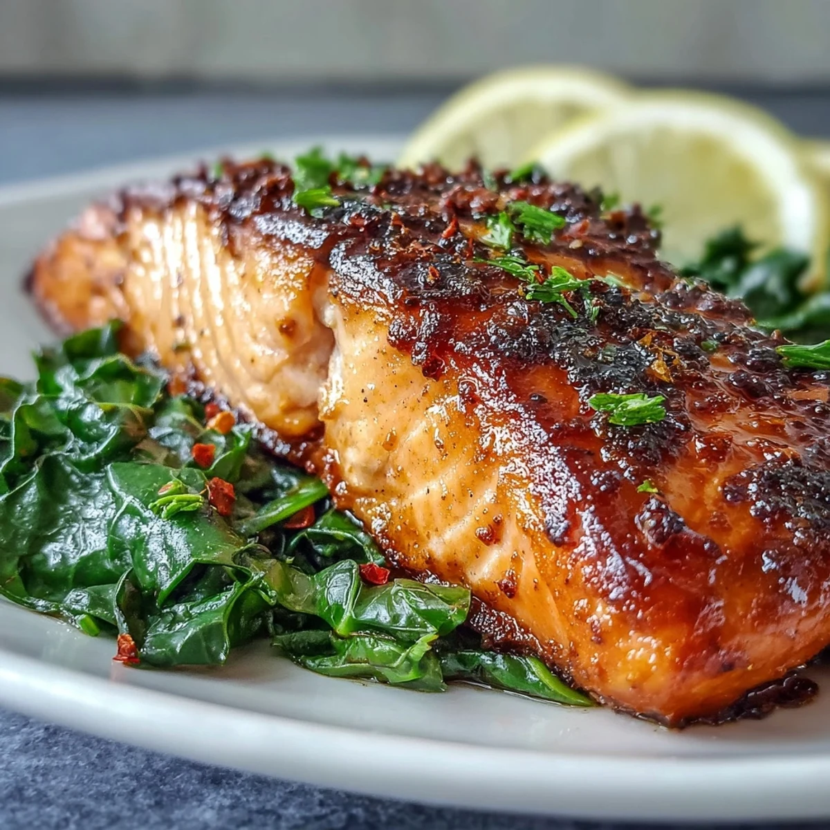 Easy weeknight Air Fryer Salmon and Swiss Chard recipe, featuring perfectly cooked fish and wilted greens, ready in just 22 minutes.