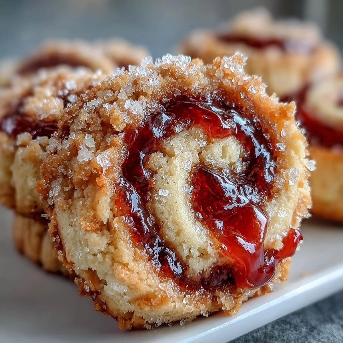 Raspberry Swirl Shortbread Cookies cooling on a wire rack, showing golden edges and jam centers