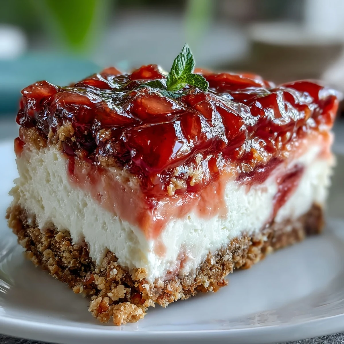 A no-bake slice of Easy Guava Swirl Cheesecake, topped with lime zest and a dollop of whipped cream beside a tropical drink.