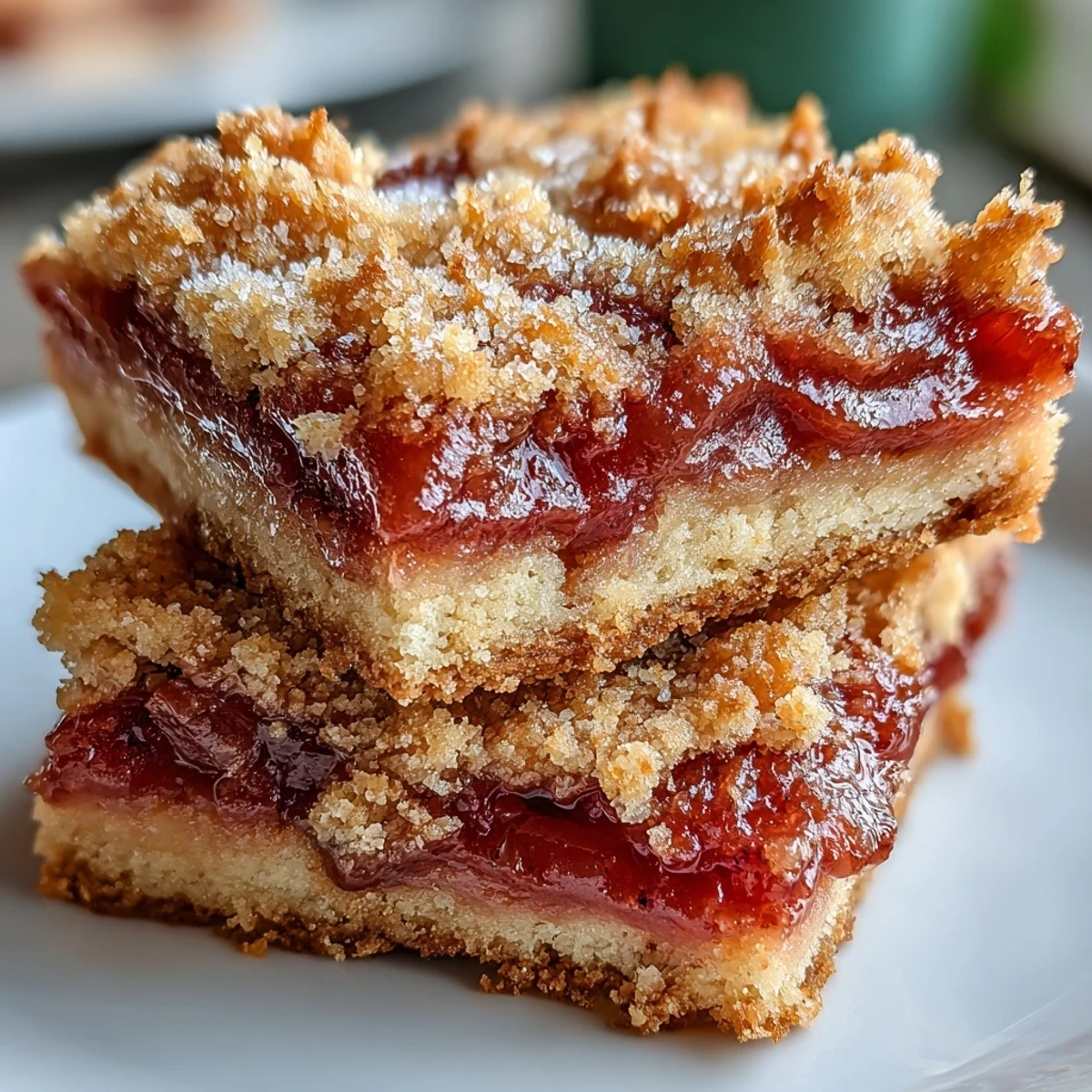 A close-up of Guava Cake Bars shows a golden crust, soft interior, and glossy guava center, served with coffee.