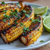 Golden grilled corn ribs glistening with spicy lime butter, ready for summer enjoyment.