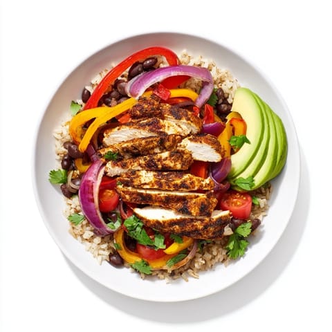 Make-Ahead Chicken Fajita meal prep bowls, vibrant and colorful, loaded with seasoned chicken and vegetables.