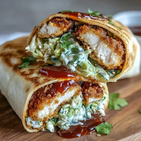 Crispy KFC Turkey Snack Wraps stuffed with spicy turkey strips and crunchy slaw served on a wooden board.