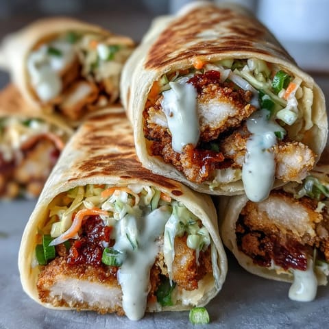 Golden fried turkey strips peek from within warm flour tortillas, layered with bright pickled slaw for a satisfying handheld bite.