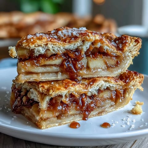 Golden Cardamom Apple Pie with flaky buttery crust, filled with spiced apples and warm cardamom aroma.