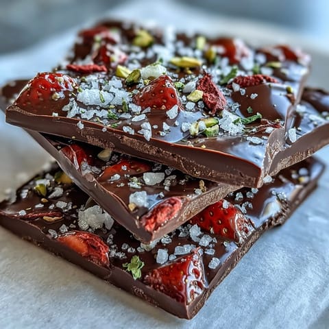 Dubai Chocolate Strawberry Bark with edible gold leaf and rose petals, a luxurious Middle Eastern-inspired treat perfect for gifting or special occasions.