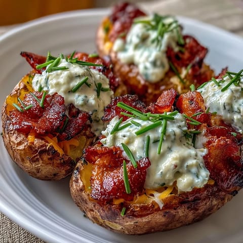 Roasted baby potatoes tossed in tangy BBQ sauce dressing, topped with crisp bacon, sharp cheddar, and sliced scallions.  