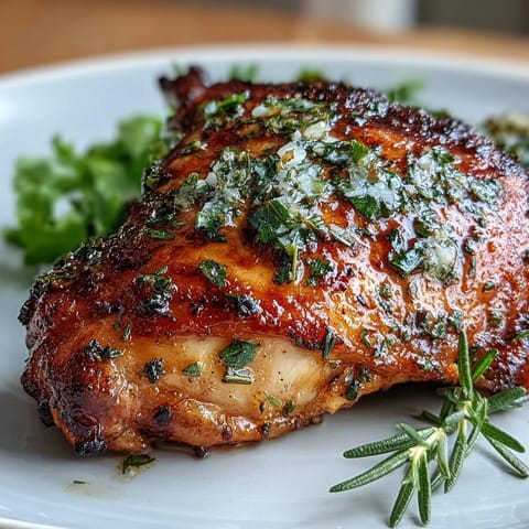 Aromatic herb-roasted chicken with tender baby potatoes, perfect for an elegant and easy weeknight meal.  
