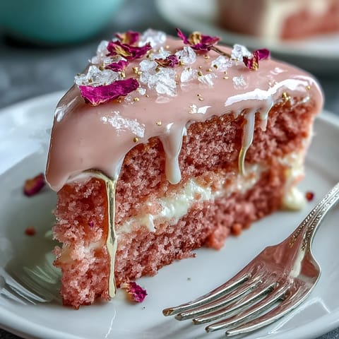 Rosé Velvet Cake for bridal showers, adorned with gorgeous edible gold drip.