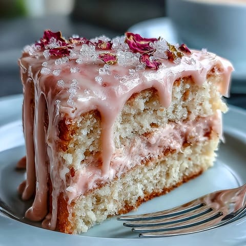 Elegant Bridal Shower Rosé Velvet Cake with shimmering gold drip.