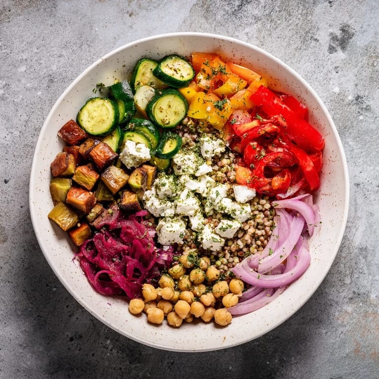 The visually stunning Spice Route recipe offers a vibrant mix with Mediterranean, Asian, and Middle Eastern inspired flavors.