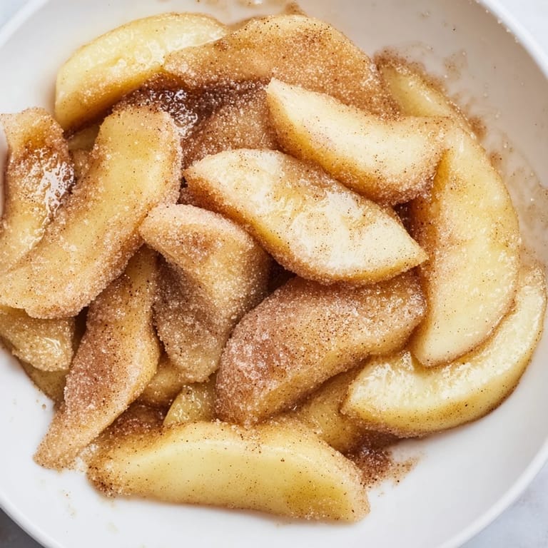 Tender baked apple slices, sweetened with brown sugar and cinnamon; imagine each bite.