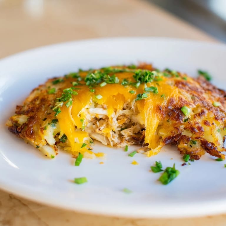 Freshly fried Potato and Chicken Cakes, a delightful American comfort food dish, ready to eat.