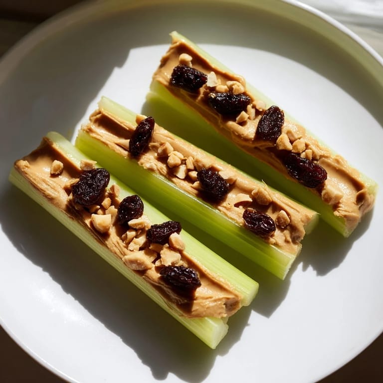 Vibrant Peanut Butter Celery Sticks arranged on a platter, a simple, delicious and kid-friendly snack option.