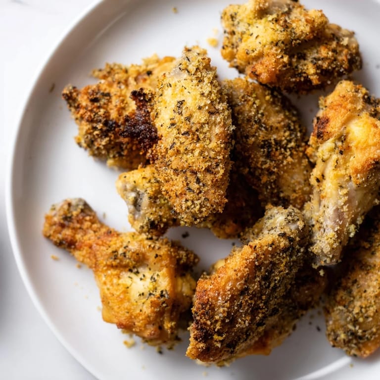 Savory Baked Parmesan Chicken Wings, coated in a flavorful herb crust, perfect for game-day enjoyment.