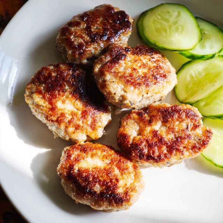 A plate of flavorful Danish Frikadeller, alongside tangy pickles, a comforting and classic meal.