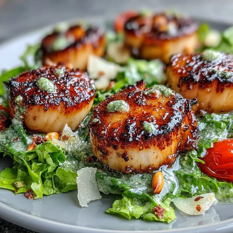 Tender, pan-seared scallops with a crisp escarole salad topped with Parmesan.
