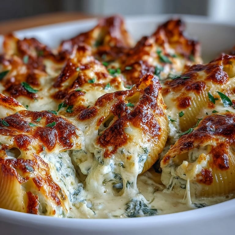 Close-up of a fork lifting a bite of Pumpkin & Gouda Stuffed Shells over brown butter sage sauce.
