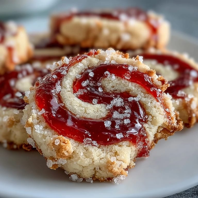 Freshly baked Raspberry Swirl Shortbread Cookies on parchment, ready to serve with tea or coffee
