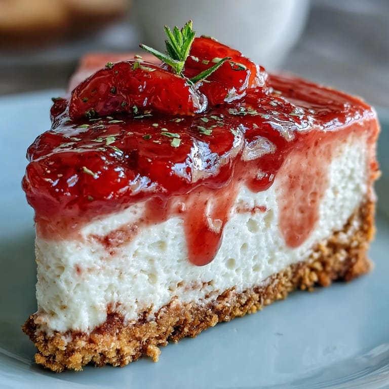 Sliced guava cheesecake revealing creamy filling and a golden crust, topped with fresh guava for an elegant dessert presentation.