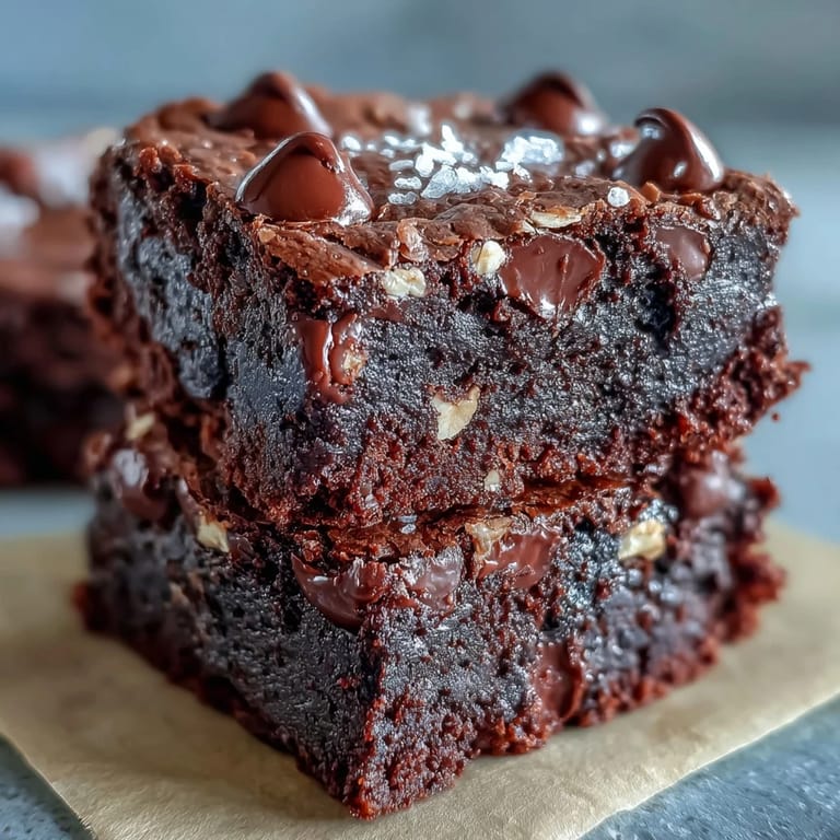 Close-up of Greek Yogurt Brownies showing a moist, fudgy crumb, chopped walnuts, and a dusting of cocoa.