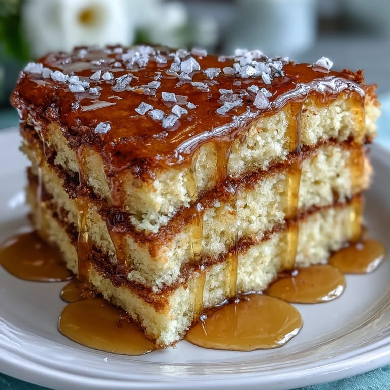 This moist and fragrant Salted Honey Lavender Cake features soft lavender-infused layers topped with a rich, buttery salted honey glaze, ideal for afternoon tea.
