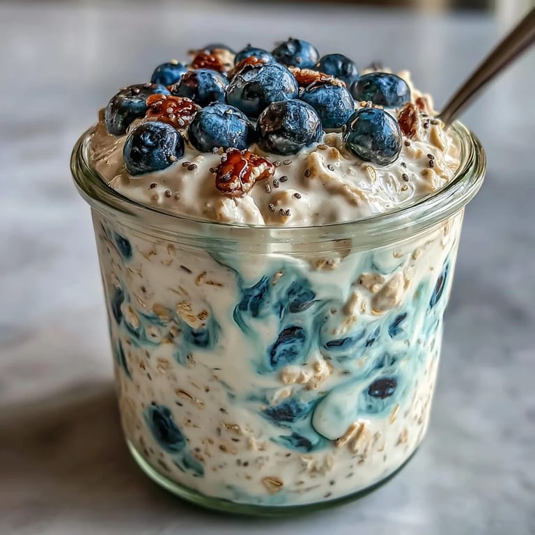Overnight oats layered with juicy blueberries, tangy lemon zest, and creamy yogurt — an easy, healthy make-ahead meal.
