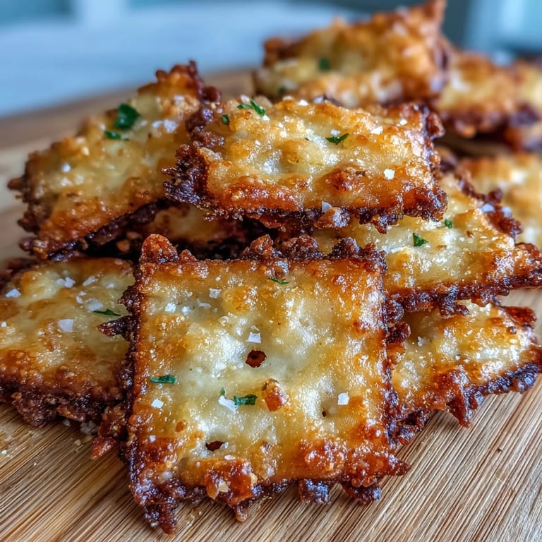 Homemade Garlic Parmesan Sourdough Cheez-Its with a cheesy, tangy flavor, ideal for cheese boards and parties.