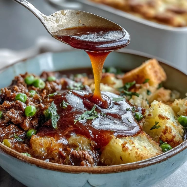 A comforting bowl of Shepherds Pie Soup with Ground Beef and Veggies, loaded with mixed vegetables and savory ground beef.