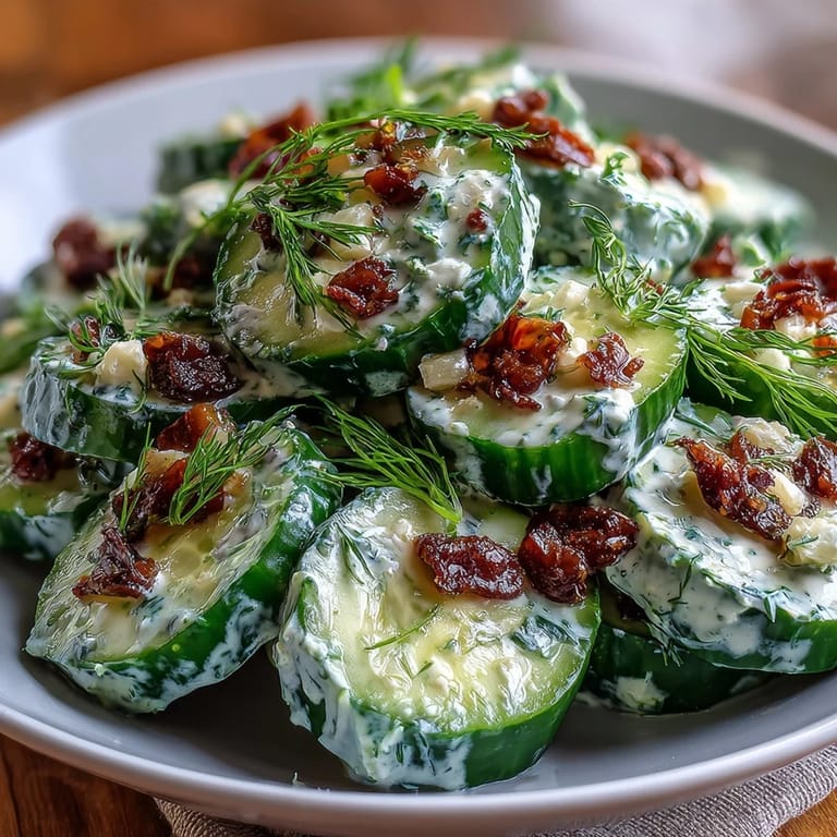 Cool, crisp cucumbers tossed in creamy Greek yogurt dill dressing, an easy Mediterranean-inspired side for any meal.