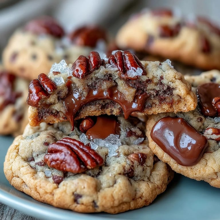 Buttery cookies loaded with toasted pecans and luscious caramel swirls, creating a perfect blend of nutty and sweet flavors.
