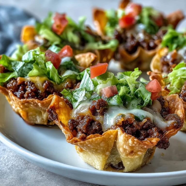 Delectable Mini Taco Cups, perfect for dipping, served hot from the oven.