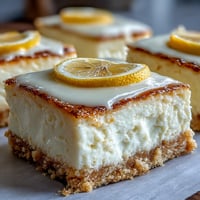 Creamy skyr lemon cheesecake bars, no bake, bright and tangy dessert bars.